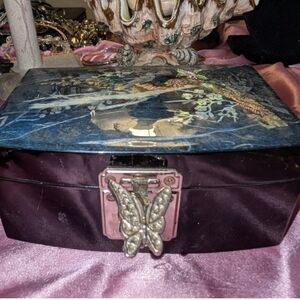 Traditional Korean Songhak Mother Of Pearl Jewelry Box Butterfly Clasp Vintage